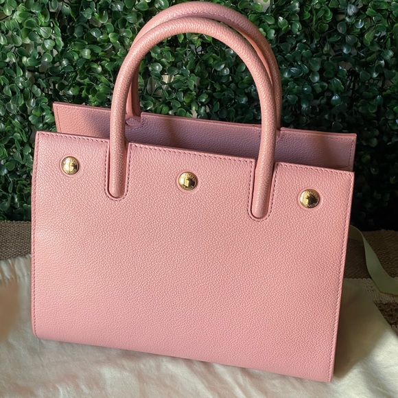 Burberry Pink Leather Two Way Bag Authentic - Picture 3 of 7
